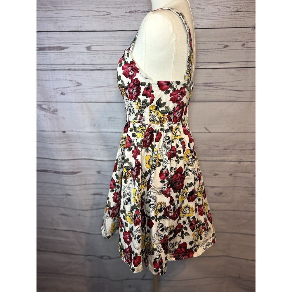 Hot Topic Roses and Skulls Retro Fit & Flare Dress Medium - Picture 3 of 5